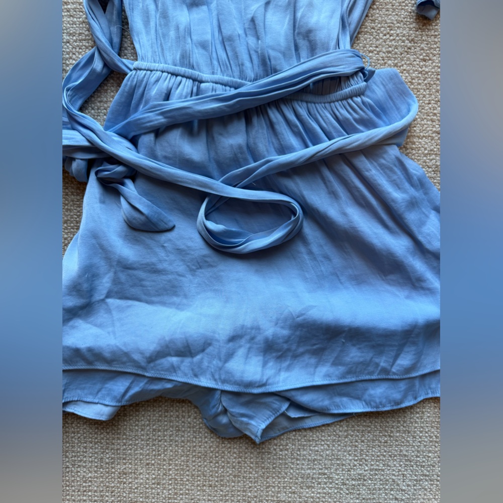 Naked Zebra Women Aqua Light Blue Grecian Backless Sleeveless Romper Size Medium - Picture 4 of 7